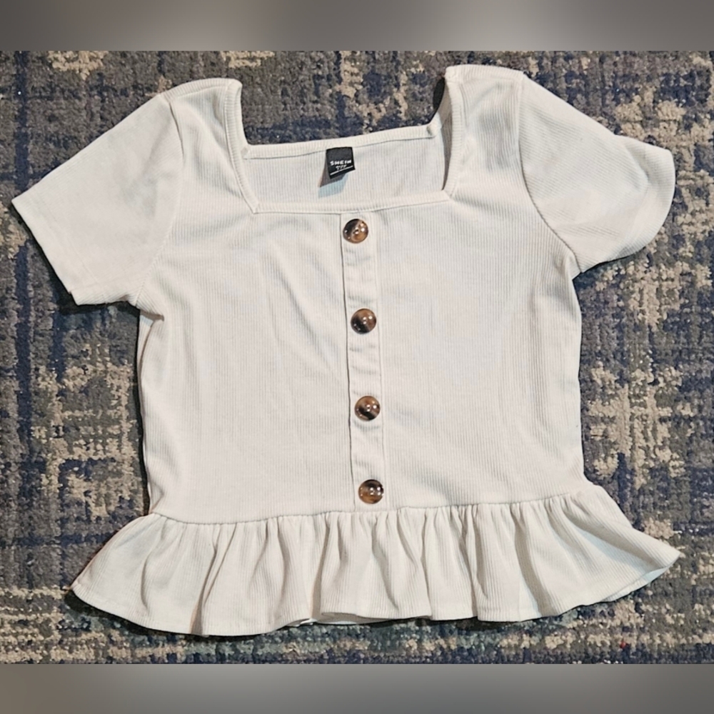 SHEIN Cream Button Down Kids Top